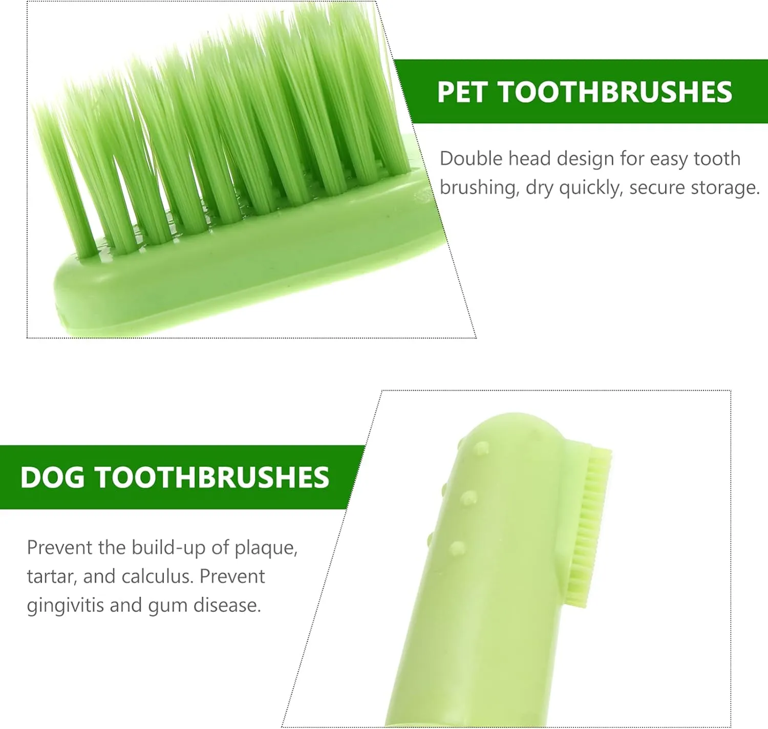 3 Sets Teeth Cleaning for Breeds: 6-Piece Dog Cat Toothbrush Kit Dual Brush Heads Extra-Long Handle Vet Recommended