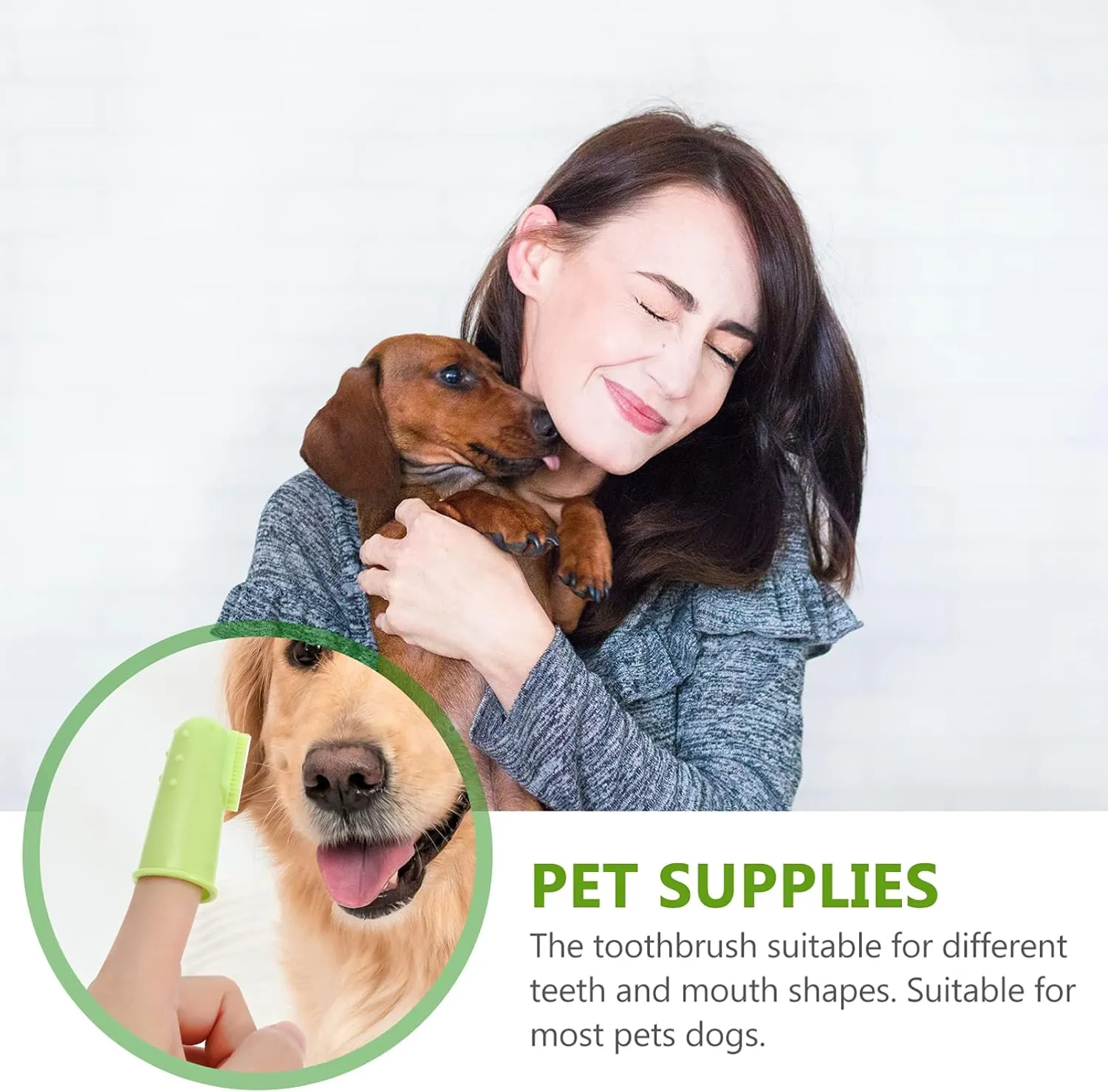3 Sets Teeth Cleaning for Breeds: 6-Piece Dog Cat Toothbrush Kit Dual Brush Heads Extra-Long Handle Vet Recommended