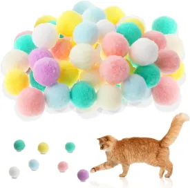30Pcs Cat Pom Pom Ball Toy, Soft Plush Interactive Cat Balls 3cm/1.18in Kitten Toy for Training and Play for Indoor Pet Kitten Pursue Roll Fetch(Colorful)