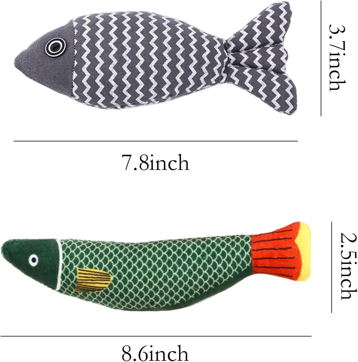 6 Pieces Cat Toys Cat Pillows Fish Catnip Crinkle Sound Toy Interactive Cats Kicker Toys for Indoor Kitten Exercise Outdoor Play Cats