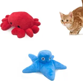 Andiker Cat Catnip Toys, 2Pcs Soft Crab&Starfish Plush Cat Toys for Indoor Cats Cute Catnip Chew Toys PP Cotton Filled Pet Toys for Kitten Gifts and Cat Lovers Interactive Catnip Toys (Crab Starfish)