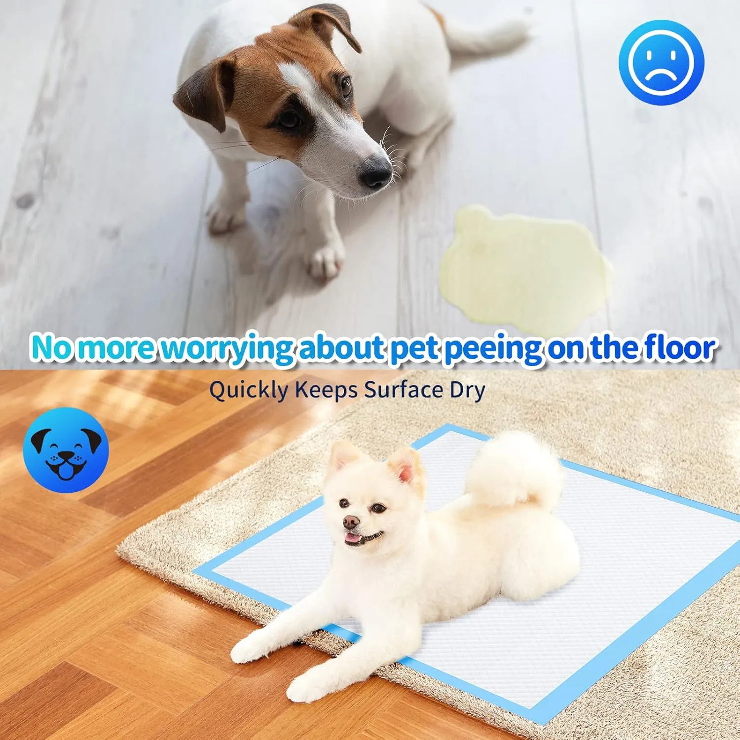 Bulubaky 6 Layers Leak-Proof Super Absorbent Puppy Pads Pee Pads for Dogs, XXL Extra Large Thicken Polymer Quick Dry Dog Pads, Disposable Pet Training Pads for Dogs Cats Rabbit Parrots