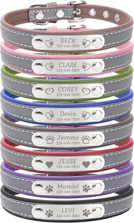 CAMAL Personalized Dog Collars and Cat Collars, Reflective Cat Collar with Stainless Steel Pet ID Tags Personalized, Engraved Dog Collars for Cats Puppy Small Medium Large Dogs