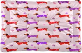 Cartoon Dachshunds Outdoor Dog Bed Washable Waterproof Travel Pet Bed Mat Portable Cat Bed with Non-Slip Bottom for Indoor and Sleeping 18 x 24 Inch