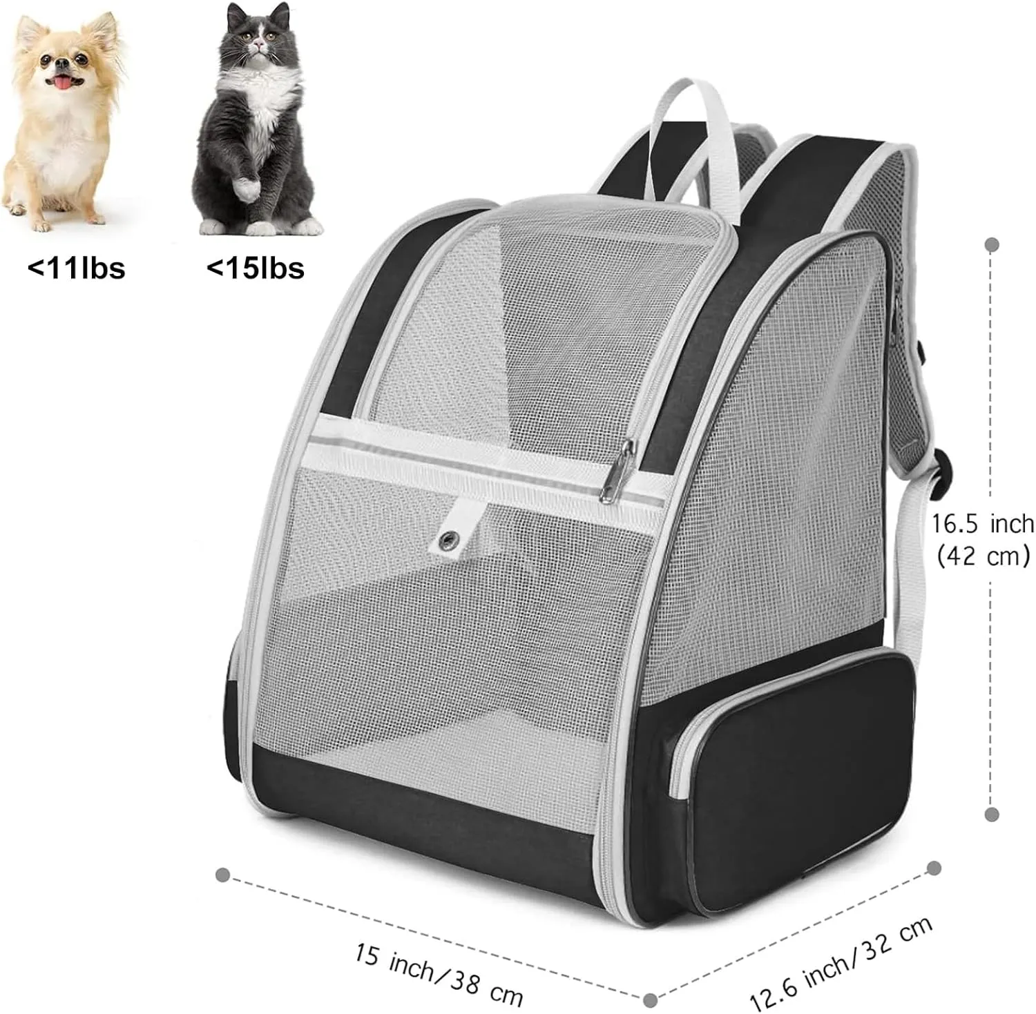 Cat Backpacks Carrier, Backpack for Cats to Carry, Airline Approved Pet Carriers for Small Dogs, Dog Travel Backpack Carrier, Kitten Backpack Carrier for Kitten Puppy Bunny up to 15lb (Expandable)