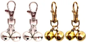 DIY Pet Bells 304 Stainless Steel Dog Bells 4 pcs Gold and Silver Bell Training Charm Pendants Jewelry for Pet Dog Cat Necklace Collar (4 Sets)