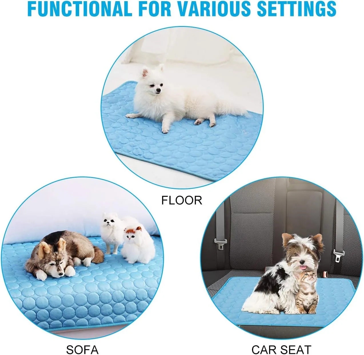 Dog Cooling Mat, Pet Dog Self Cool Pad, Ice Silk Washable Summer Cooled Mat for Dogs Cats, Kennels, Crates and Beds