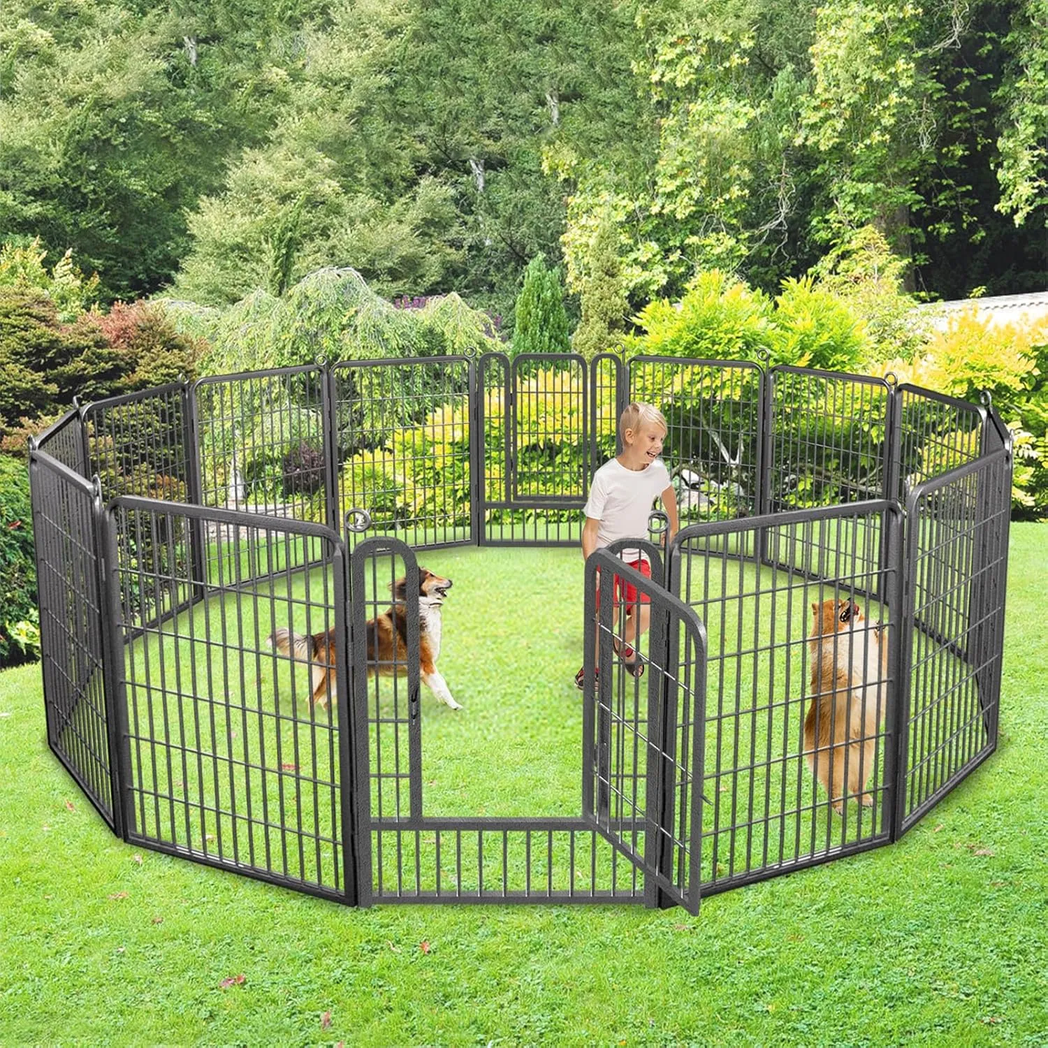 Dog Playpen Outdoor, 40 inch Heavy Duty Dog Fence for Yard 14 Panels Dog Pens Outside Rustproof Metal Pet Puppy Playpen for Large Medium Dogs, Portable Pet Fence for RV Camping, Yard