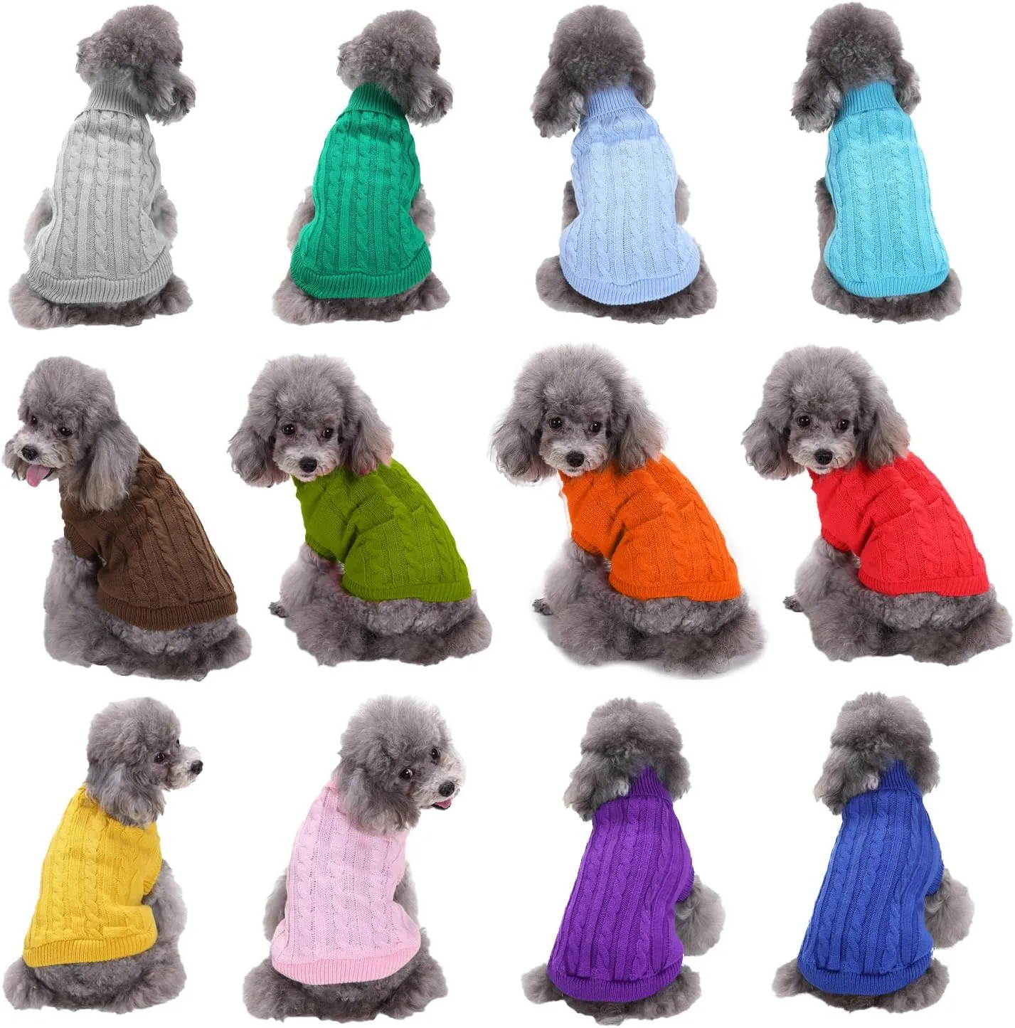 Dog Sweater for Small, Medium, Large Dogs - Warm Winter Turtleneck Pet Clothes for Cats and Puppies - Cute Classic Christmas Coat for Girls and Boys