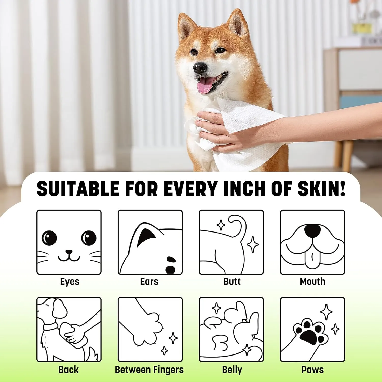Dog Wipes for Paws and Butt, Plant-Based Large Pet Wipes for Dogs/Cats Hypoallergenic, 8X9 Inch Easy to Use Dog/Cat/Puppy Cleaning Grooming Wipes, Gentle, Degradable (200 Count,Unscented)