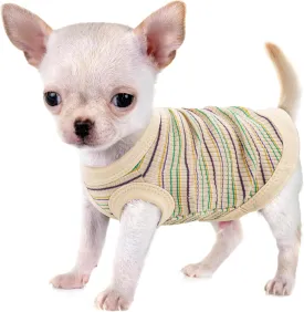 Elevate Your Pet's Comfort and Fashion: Premium 100% Cotton Rib Dog Shirt Vest for Small Breeds Like Chihuahuas, Yorkies, and Puppies .Year-Round Style with Tank-Style Puppy Attire Beige Medium