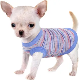 Elevate Your Pet's Comfort and Fashion: Premium 100% Cotton Rib Dog Shirt Vest for Small Breeds Like Chihuahuas, Yorkies, and Puppies .Year-Round Style with Tank-Style Puppy Attire Blue Medium