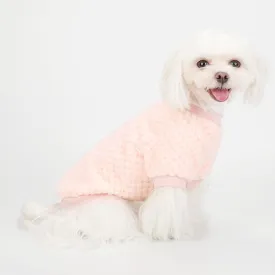 Fuzzy Pineapple Grid Dog Sweater - Ultra Soft & Warm Winter Pet Apparel, Fluffy Textured Knit for Small, Medium Dogs and Cats, Cozy Pullover Dog Coat for Cold Weather.Pink XL