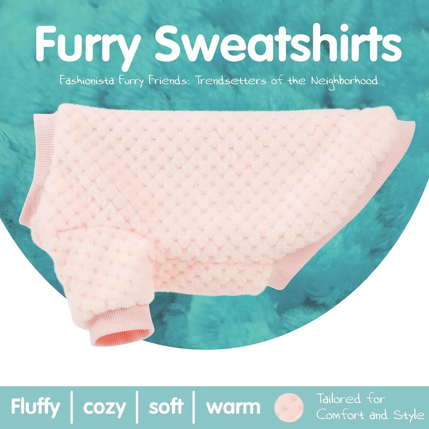 Fuzzy Pineapple Grid Dog Sweater - Ultra Soft & Warm Winter Pet Apparel, Fluffy Textured Knit for Small, Medium Dogs and Cats, Cozy Pullover Dog Coat for Cold Weather.Pink XL