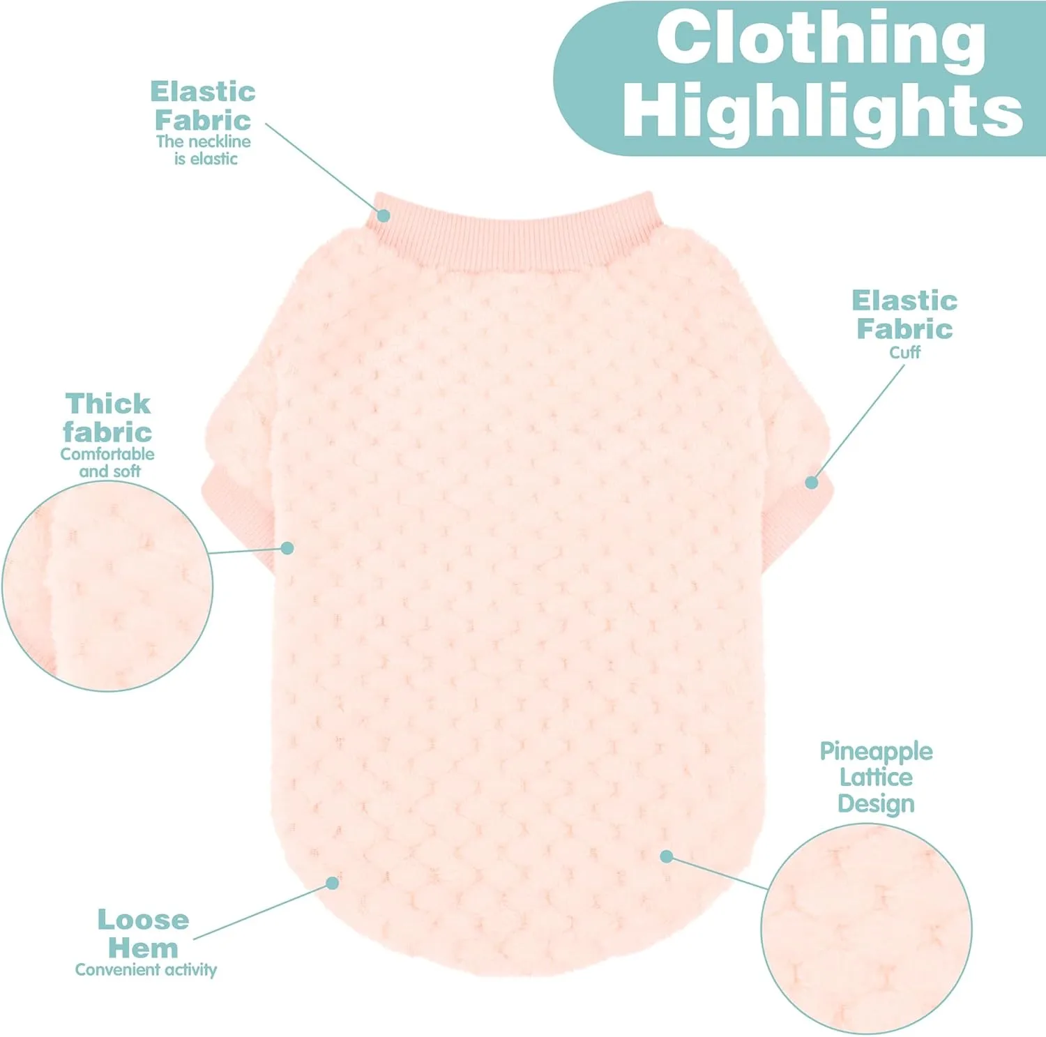Fuzzy Pineapple Grid Dog Sweater - Ultra Soft & Warm Winter Pet Apparel, Fluffy Textured Knit for Small, Medium Dogs and Cats, Cozy Pullover Dog Coat for Cold Weather.Pink XL