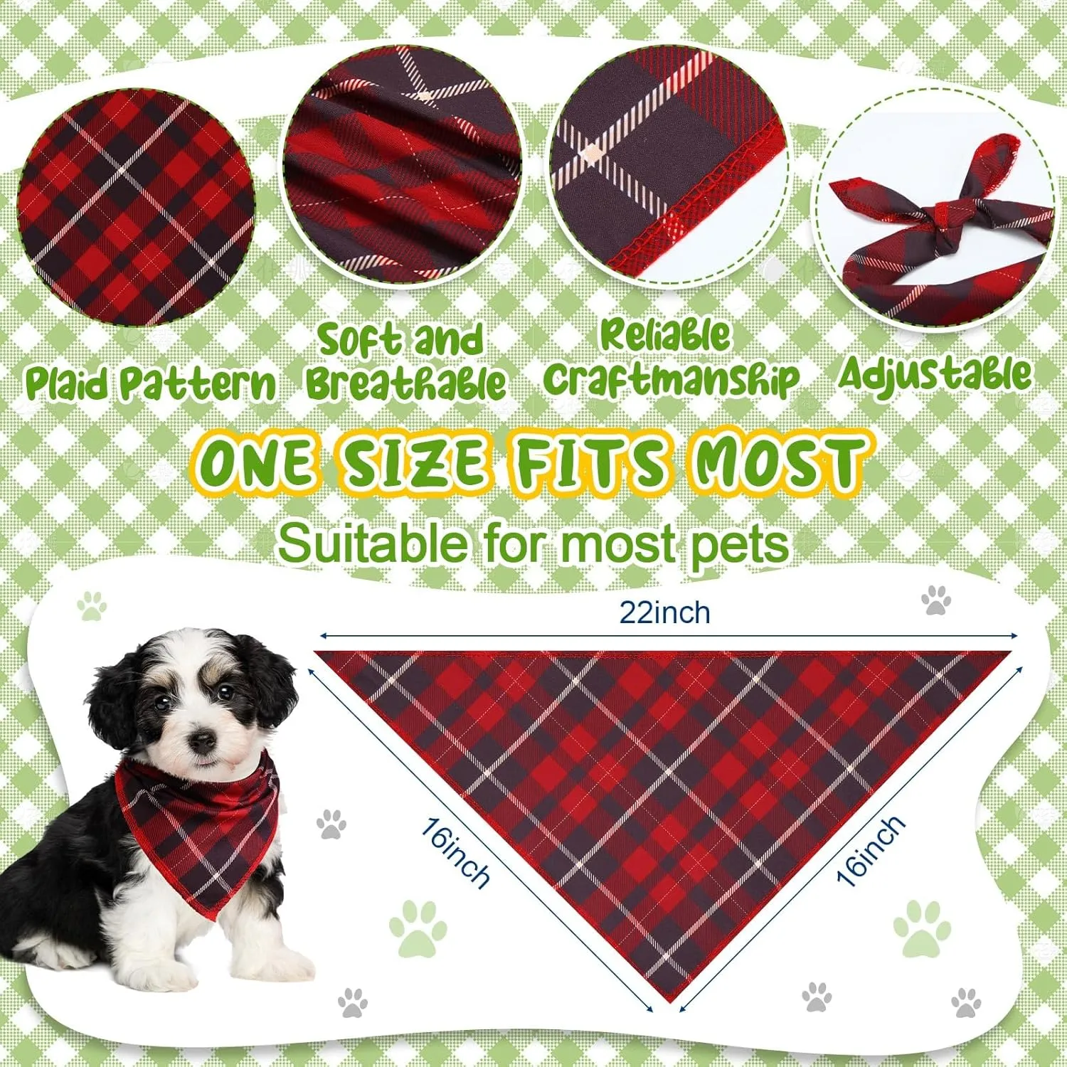 Geyoga 240 Pcs Dog Bandanas Bulk Summer Pet Bandanas Adjustable Triangle Dog Grooming Scarf Bibs Kerchief for Small Medium Large Cats Pet Costume Accessories(Plaid)