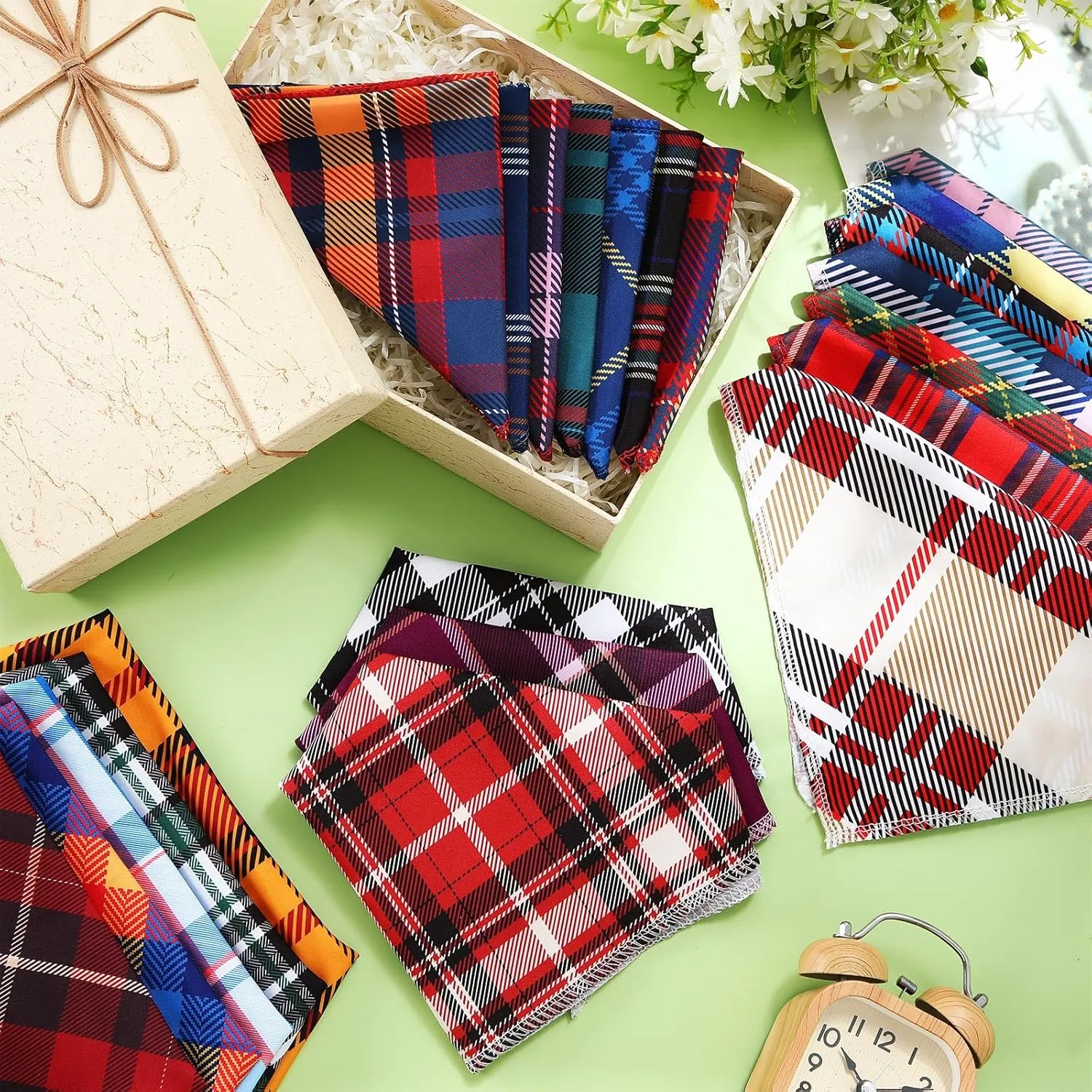Geyoga 240 Pcs Dog Bandanas Bulk Summer Pet Bandanas Adjustable Triangle Dog Grooming Scarf Bibs Kerchief for Small Medium Large Cats Pet Costume Accessories(Plaid)
