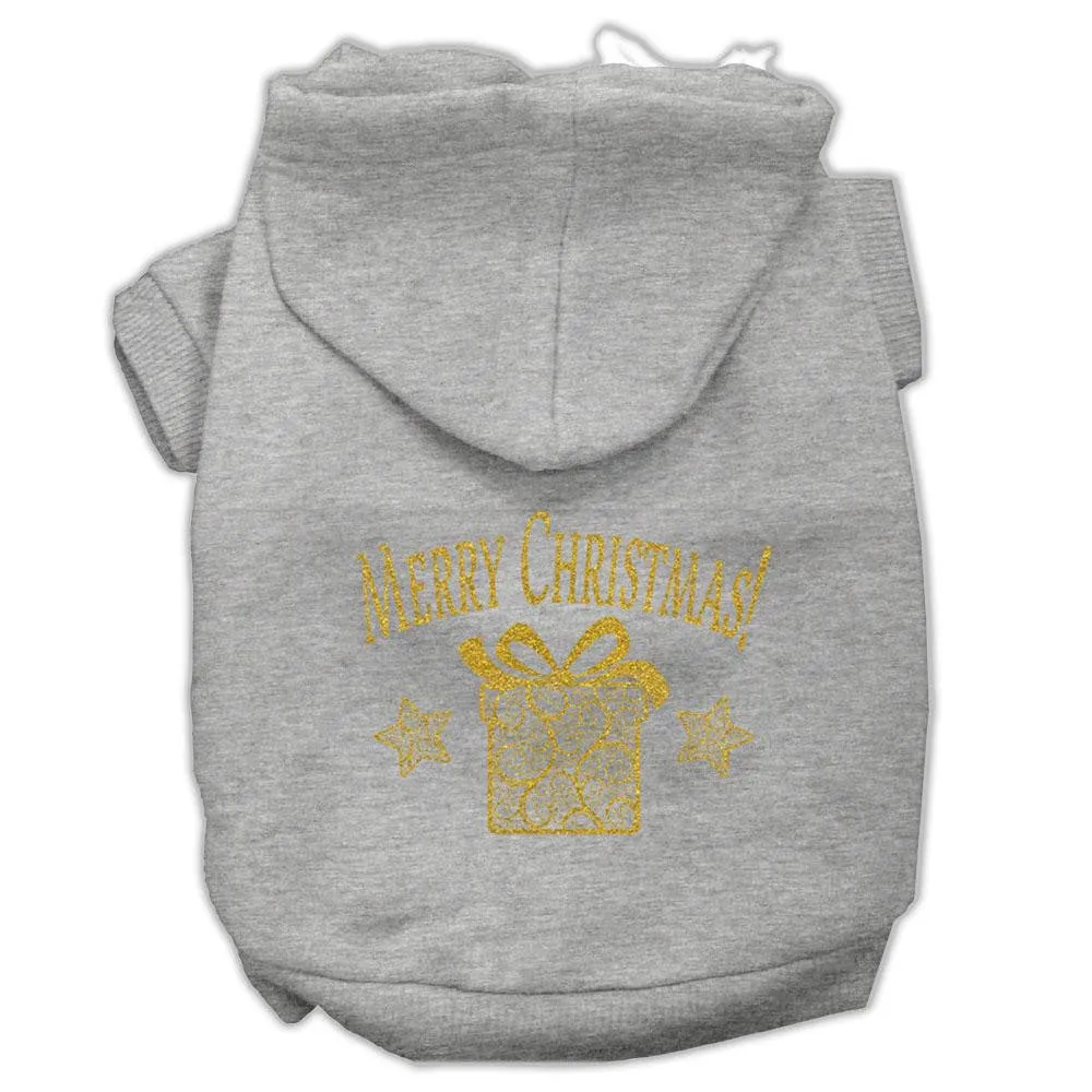 Golden Christmas Present Pet Hoodies Grey Size Sm (10)