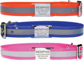 GoTags Personalized Reflective Waterproof Dog Collar with Stainless Steel Slide-On Dog ID Tag Nameplate, Extra Durable BioThane Dog Collar Resistant Dirt, Oils and Moisture, Odor-Proof
