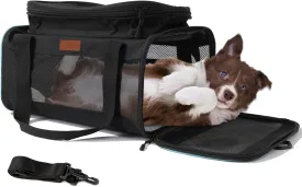 HSC PET Carriers for Cat Small Dog Bag,Black,Top Expandable,Deluxe,Luxury Airline Approved,Cabin Carriers Guaranteed On Cabin Board Flight Travel Recommended for Pets Under 15 lbs