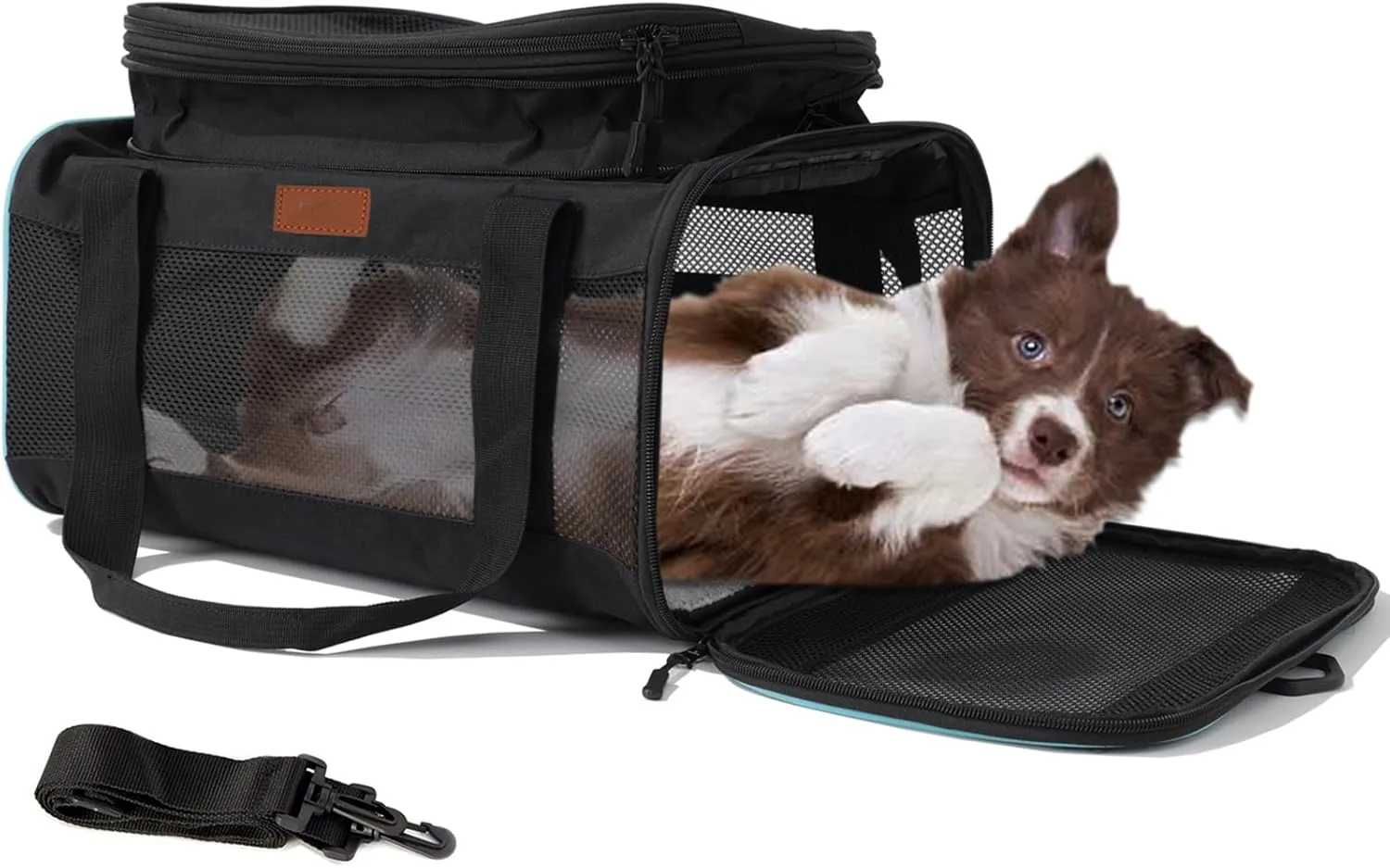 HSC PET Carriers for Cat Small Dog Bag,Black,Top Expandable,Deluxe,Luxury Airline Approved,Cabin Carriers Guaranteed On Cabin Board Flight Travel Recommended for Pets Under 15 lbs