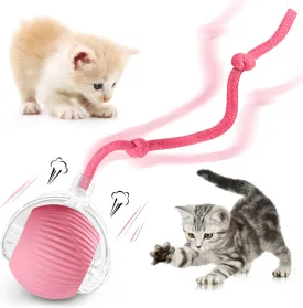 Interactive Cat Ball Toys for Indoor Cats, Upgraded Automatic Cat Toys for Bored Indoor Adult Kitty, Peppy Pet Ball for Cats, 360Smart Rolling Kitty Balls Toy (Pink)