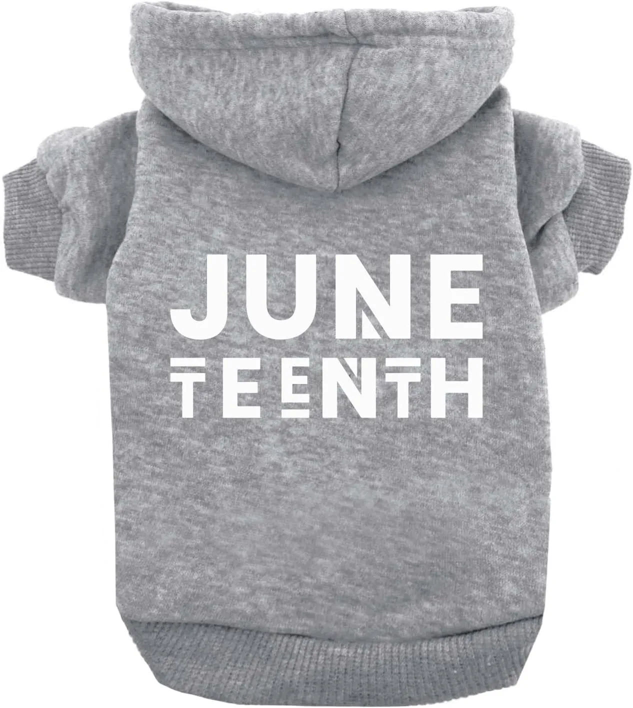 Juneteenth Dog Hoodie Fleece Lined Pullover Sweatshirt with Leash Hole (Grey, X-Small 751)