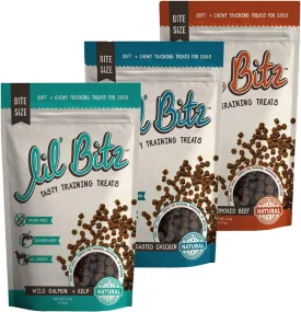 Lil' Bitz Assorted Pack Training Treats, Soft, Tasty, Grain-Free, Perfect for Training and Spoiling, Irresistible Aroma, Low Calories, Natural, 3-Pack