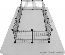 Paw Inspired 80x50 Waterproof Playpen Mat | Super Absorbent Fleece Cage Liner with Non-Slip Bottom | Pet Play Pen Pad for Dogs, Rabbits, Guinea Pigs, Hamsters, Small Animals (Light Gray)