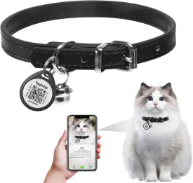 Personalized Black Leather Pet Collars for Cats,Baby Puppy Dog,Adjustable 8"-11" Kitten Collar with Pet Smart ID Tag,Cat Kitten Collars,Custom Cat Collar with Name and Phone Number (for Adult cat)