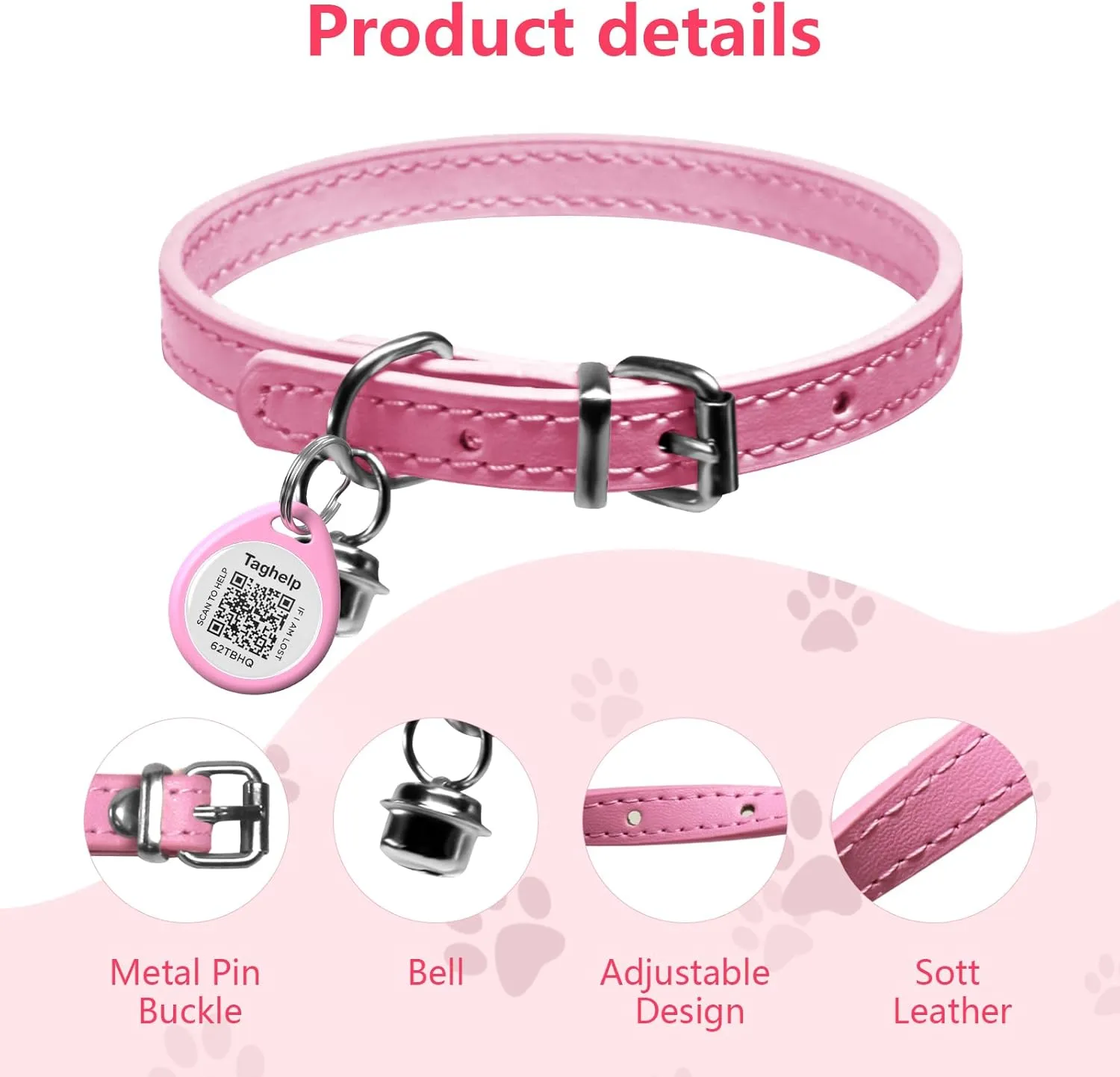 Personalized Black Leather Pet Collars for Cats,Baby Puppy Dog,Adjustable 8"-11" Kitten Collar with Pet Smart ID Tag,Cat Kitten Collars,Custom Cat Collar with Name and Phone Number (for Adult cat)