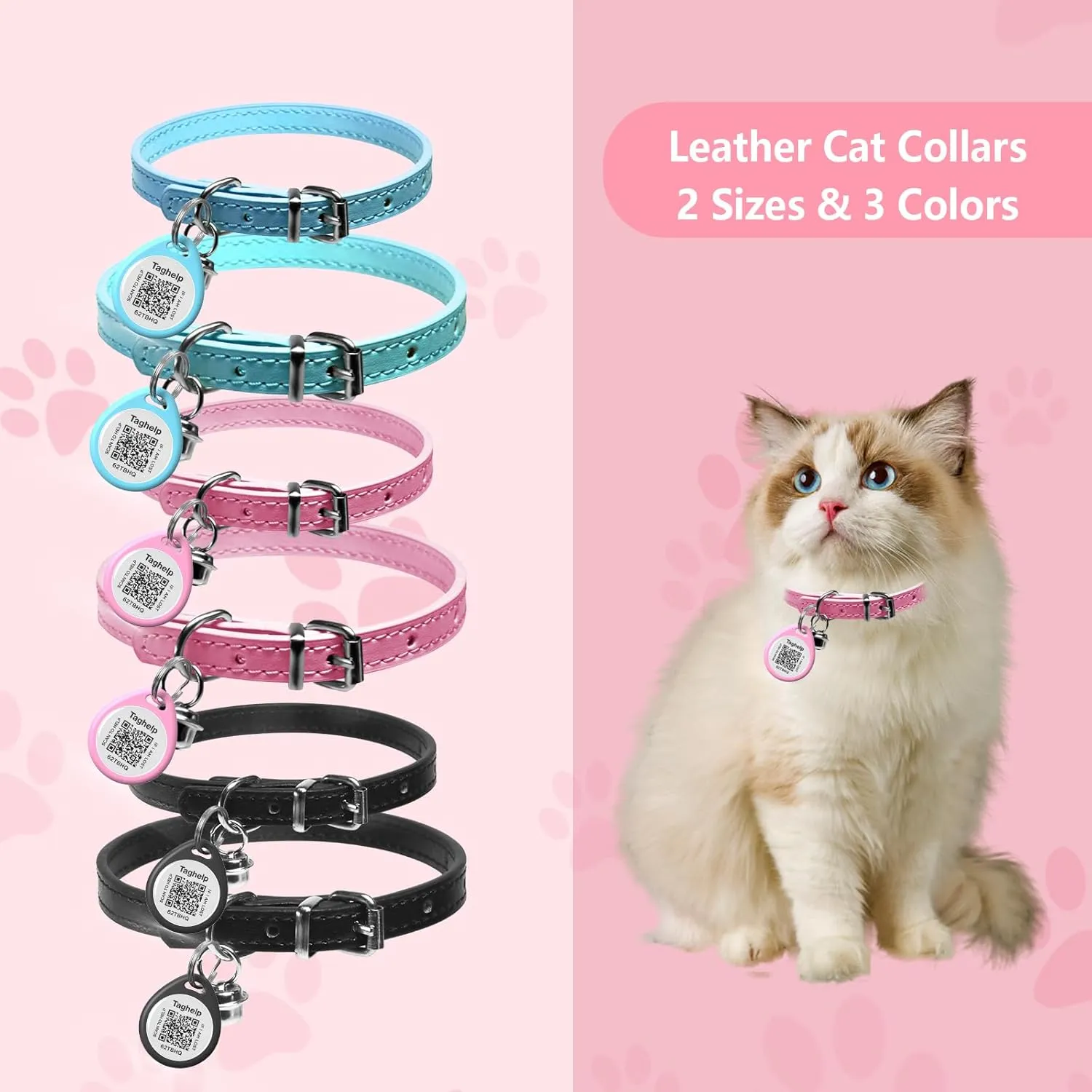 Personalized Black Leather Pet Collars for Cats,Baby Puppy Dog,Adjustable 8"-11" Kitten Collar with Pet Smart ID Tag,Cat Kitten Collars,Custom Cat Collar with Name and Phone Number (for Adult cat)