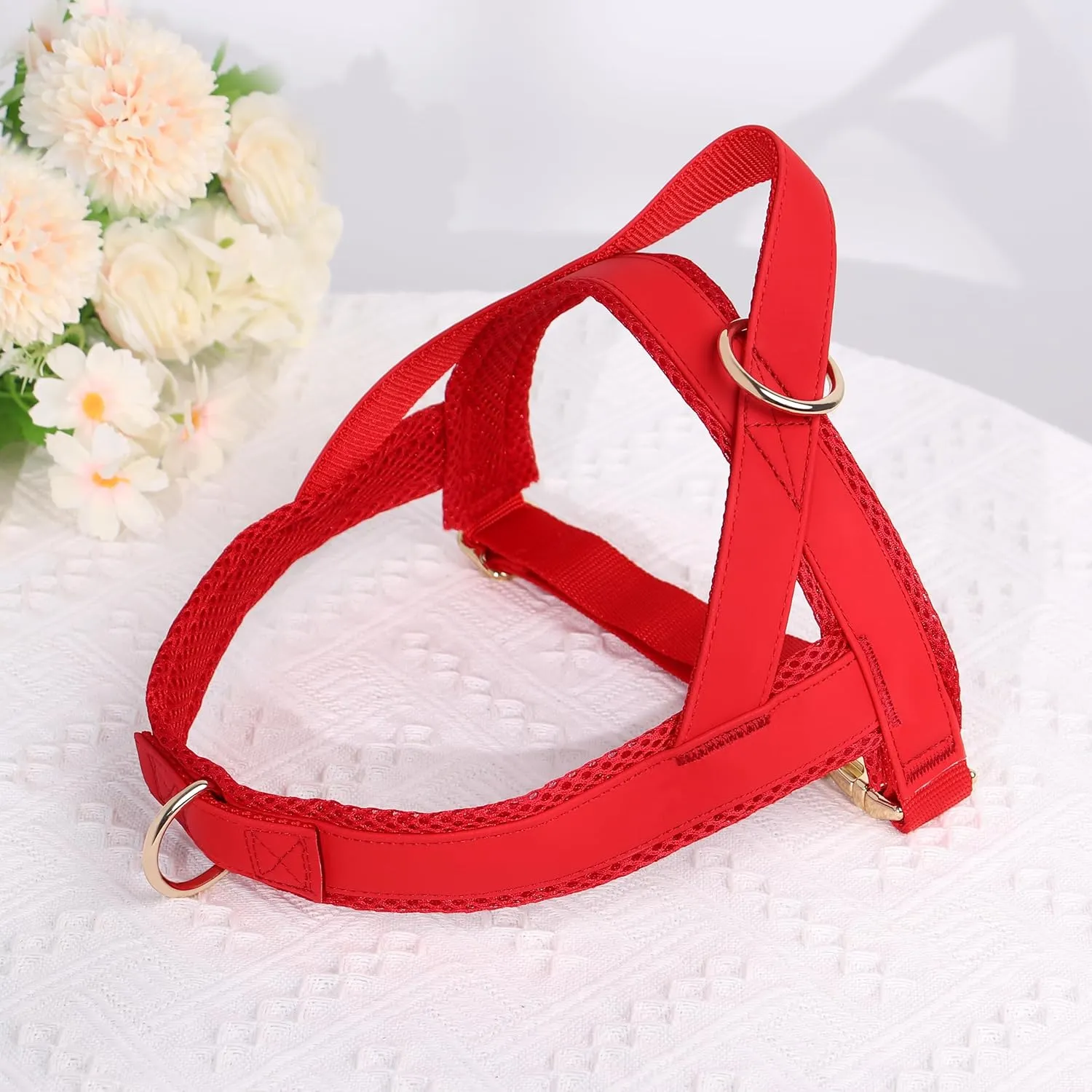 PET ARTIST No Pull Dog Harness, Soft Padded PU Leather Step in Dog Harness with Quick Release Metal Buckle, Adjustable Quick Fit Pet Strap Vest Harnesses for Medium Dogs Walking Training,Chest 26-31"