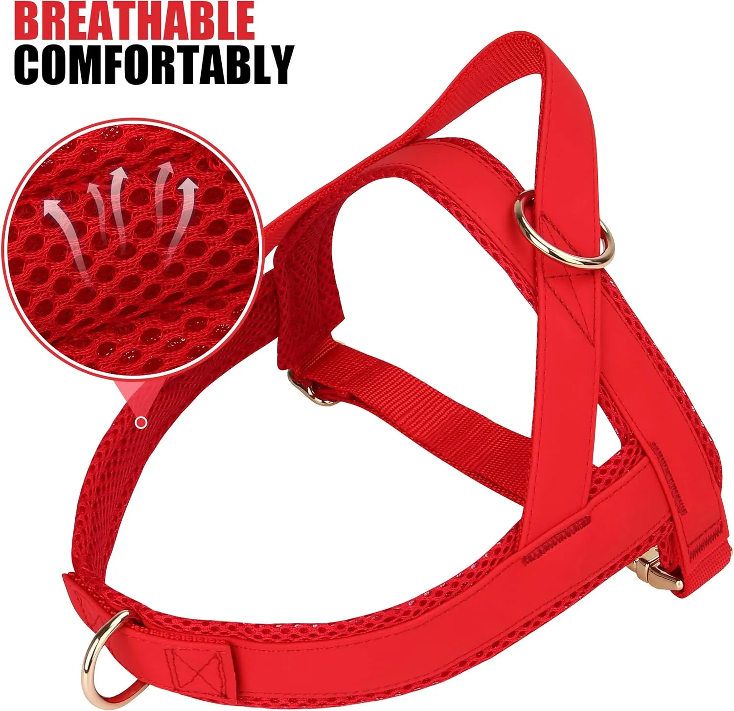 PET ARTIST No Pull Dog Harness, Soft Padded PU Leather Step in Dog Harness with Quick Release Metal Buckle, Adjustable Quick Fit Pet Strap Vest Harnesses for Medium Dogs Walking Training,Chest 26-31"
