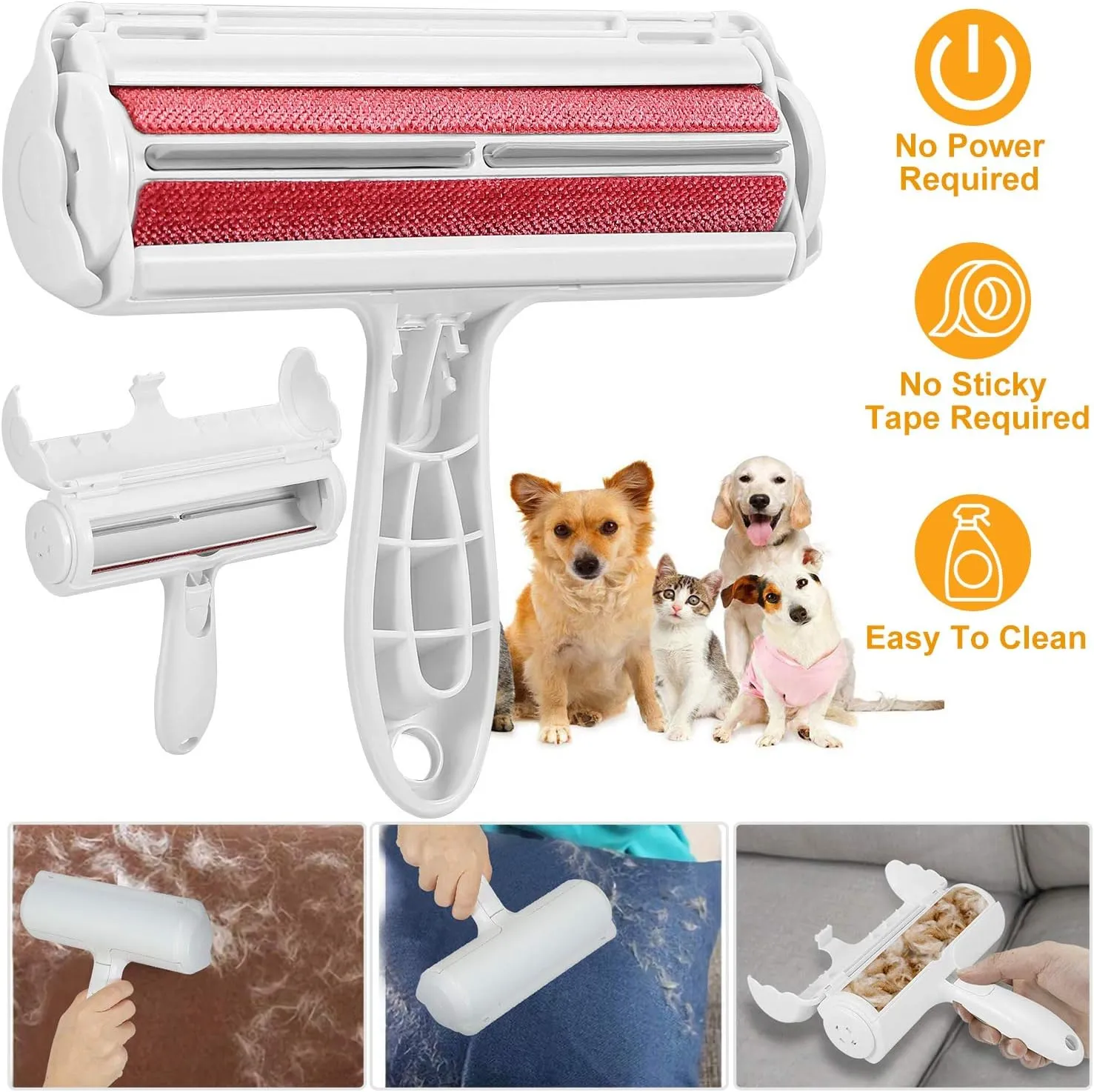 Pet Hair Remover Reusable Cat and Dog Hair Remover for Furniture, Car Seats and Bedding - Eco-Friendly, Portable, Multi-Surface Lint Roller & Animal Fur Removal Tool