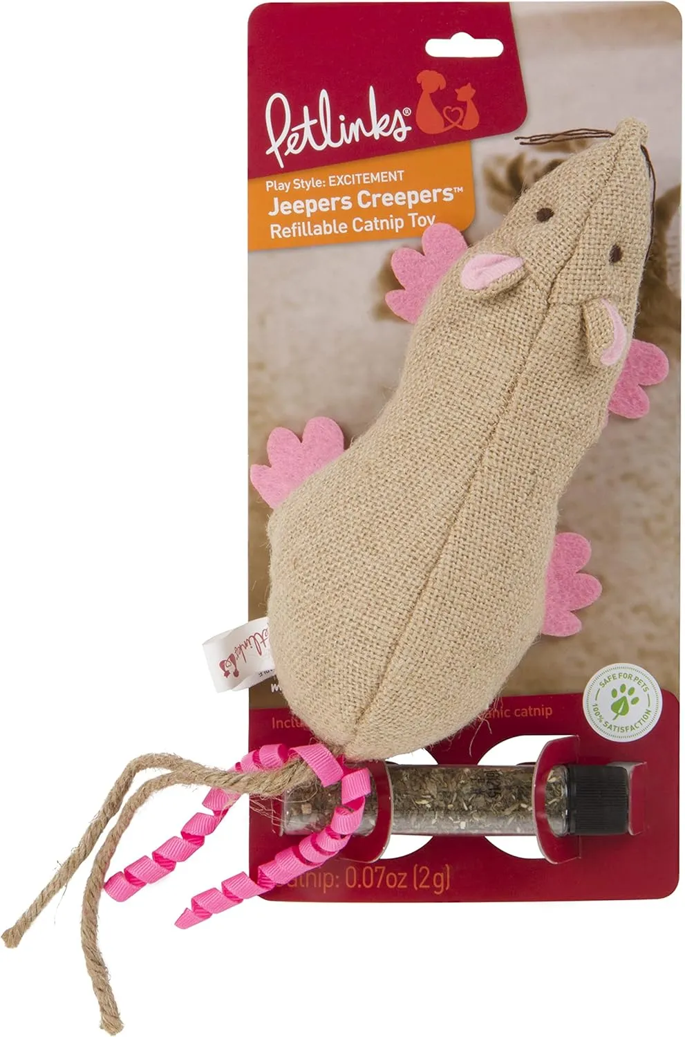 Petlinks Jeepers Creepers Refillable Kicker Cat Toy with Catnip Tube - Randomly Selected Color, One Size