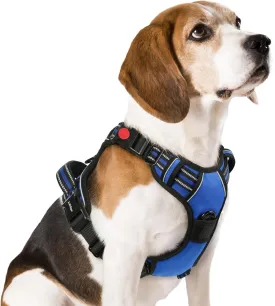 rabbitgoo Dog Harness Medium Sized, No Pull Pet Harness with 3 Buckles, Adjustable Soft Padded Pooch Vest with Instant Control Handle, Easy Walking Reflective Pet Vest for Medium Dogs, Blue, M