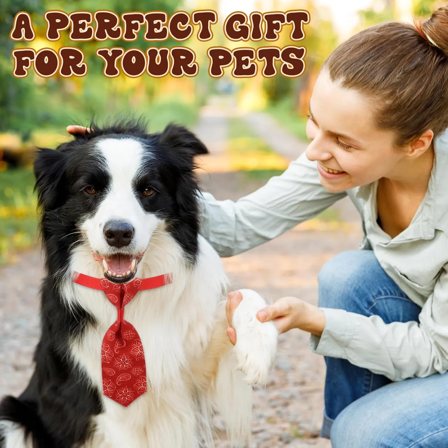 Reginary 100 Pieces Dog Bow Tie Collar Set Include 40 Dog Neckties, and 30 Puppy Bowties, 30 Collar Flowers, Adjustable Pet Ties Grooming for Small Medium Cats Pets Supply (Paisley)