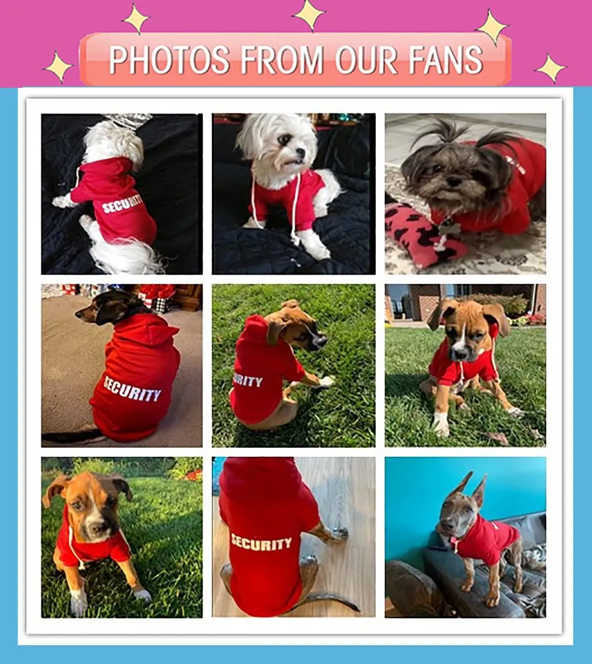 Security Dog Hoodies Dog Clothes Apparel Winter Sweatshirt Warm Sweater Cotton Puppy Small Dog Hoodie for Small Dog Medium Large Dog Cat (Pink, S)