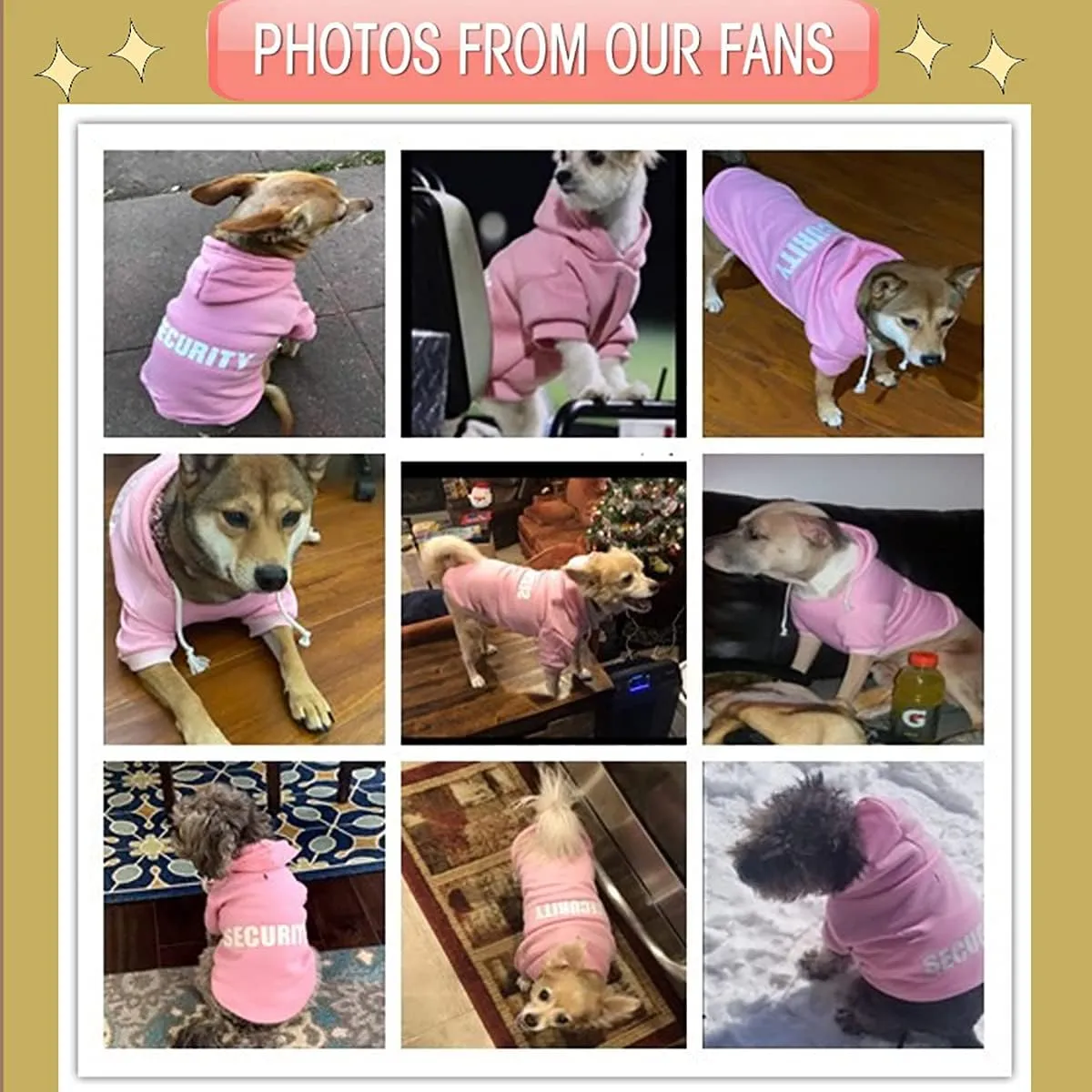 Security Dog Hoodies Dog Clothes Apparel Winter Sweatshirt Warm Sweater Cotton Puppy Small Dog Hoodie for Small Dog Medium Large Dog Cat (Pink, S)