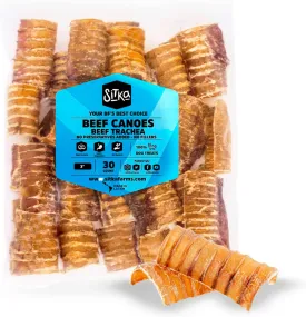 Sitka Farms Beef Trachea Canoes 3" Split Trachea - 30 Count - 100% Natural Source of Glucosamine & Chondroitin - High Protein Premium Dog Treat for Small Medium & Large Dogs