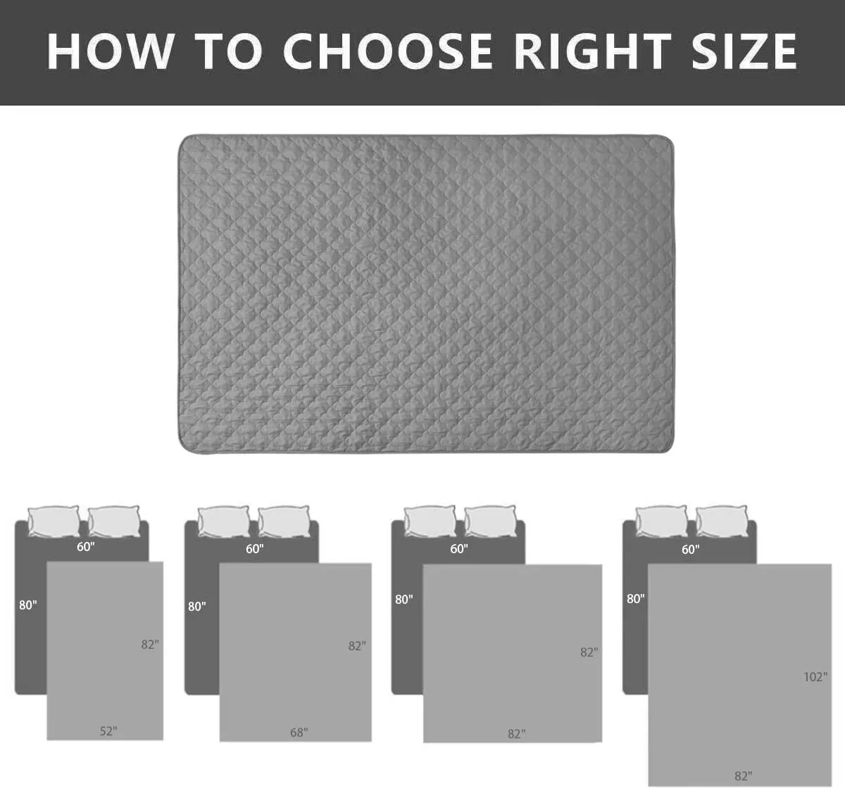 SPXTEX Dog Bed Cover Washable Pee Pads Dog Blankets for Puppy Large Dog Cat,Sofa Reversible Changing Pad Reusable 1 Piece52"x82",Beige Grey