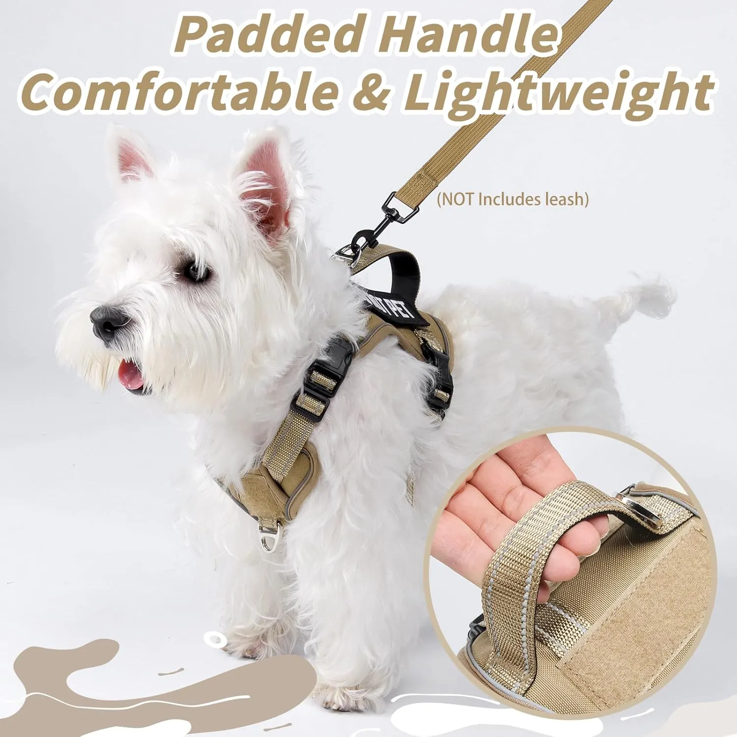 Tactical Dog Harness for Small Dog - Reflective Puppy Pet Vest No Pull Military Service Dog Vest with Vertical Handle XS Dog Harness for Outdoor Training