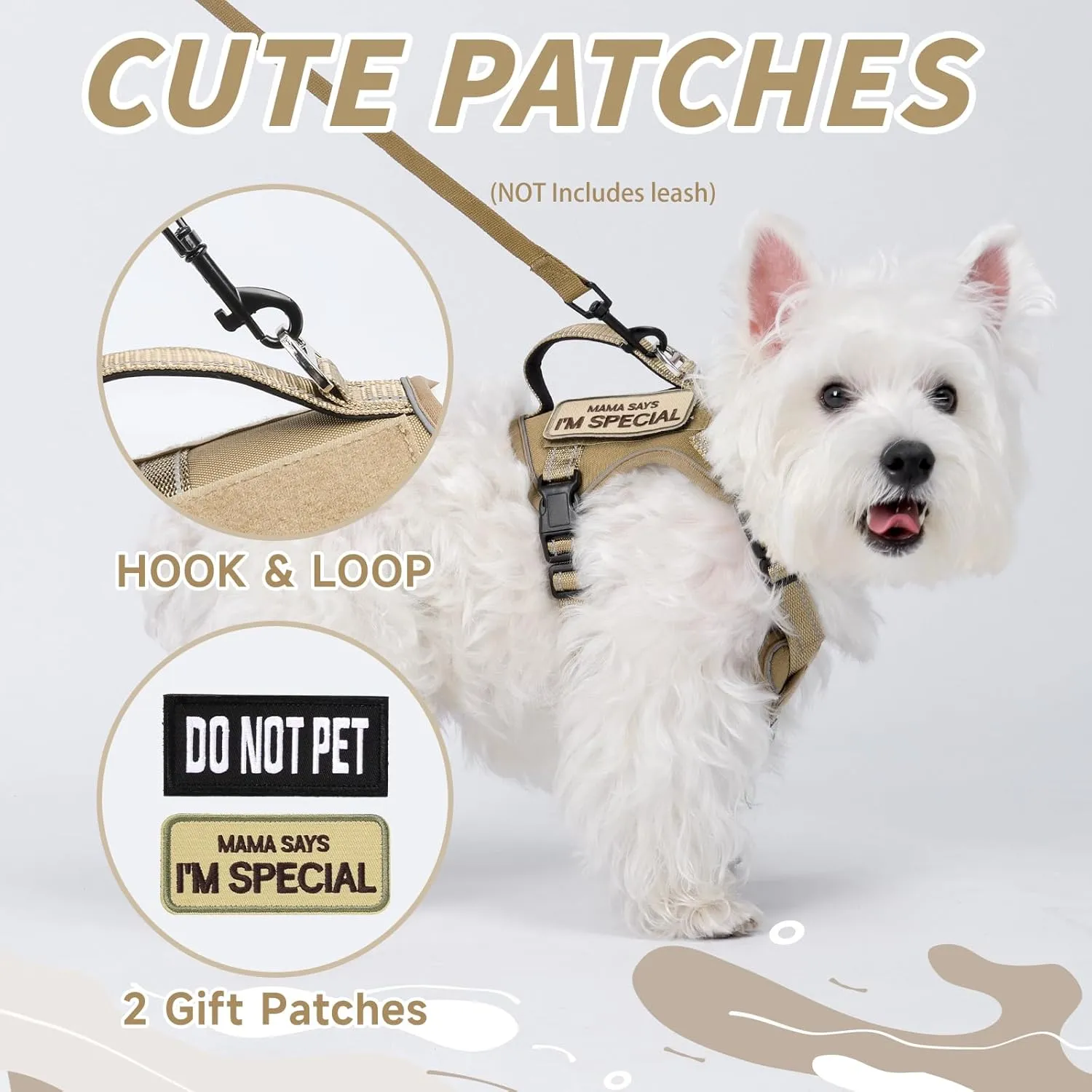 Tactical Dog Harness for Small Dog - Reflective Puppy Pet Vest No Pull Military Service Dog Vest with Vertical Handle XS Dog Harness for Outdoor Training
