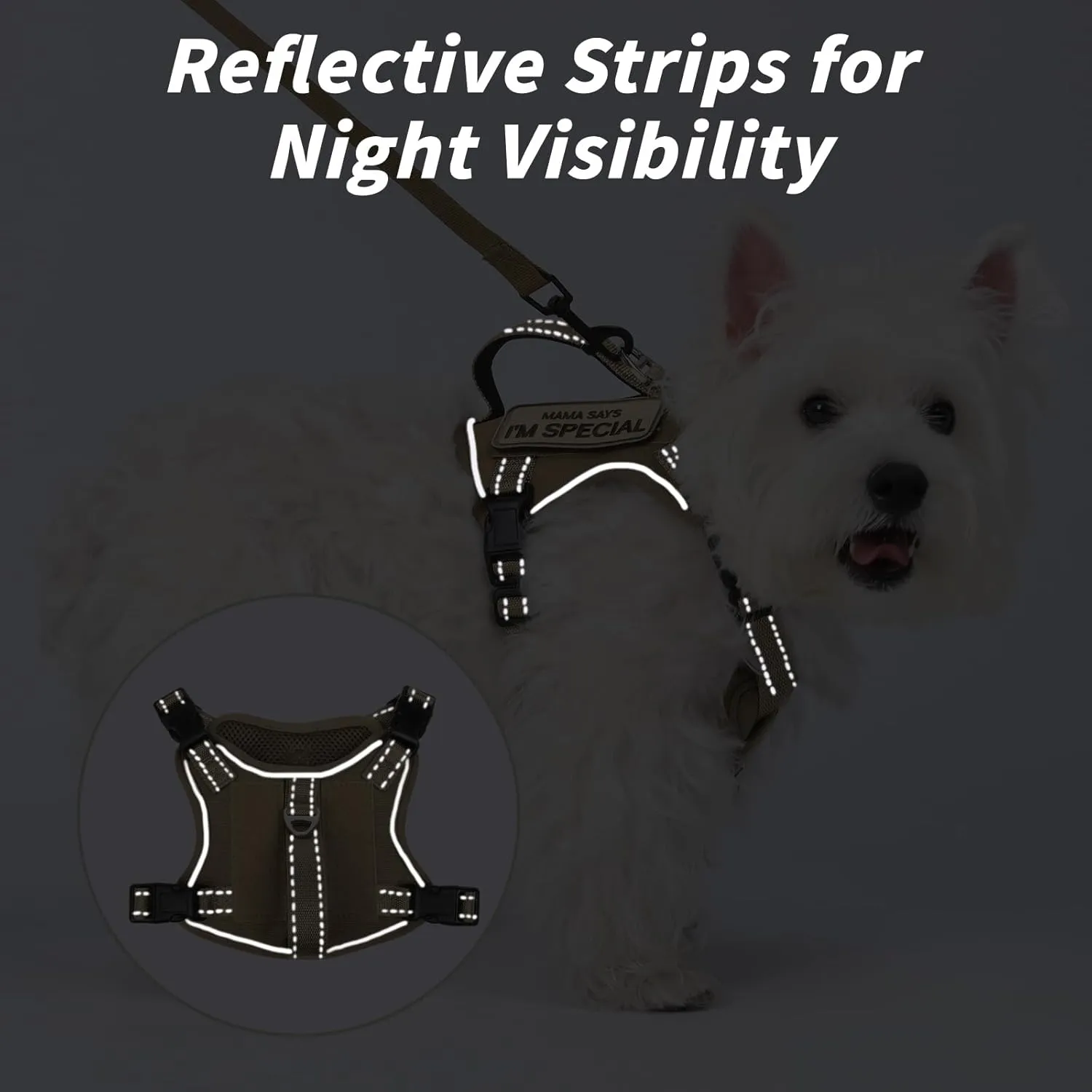 Tactical Dog Harness for Small Dog - Reflective Puppy Pet Vest No Pull Military Service Dog Vest with Vertical Handle XS Dog Harness for Outdoor Training