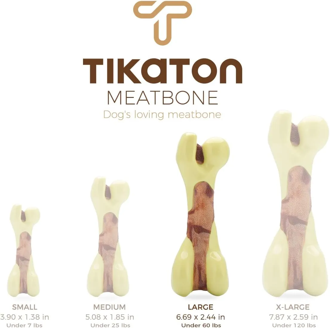 Tikaton Dog Chew Toys for Aggressive Chewers, Peanut Butter Flavor Durable Dog Teething Chew Toys Bones for Large/Medium/Small Puppies