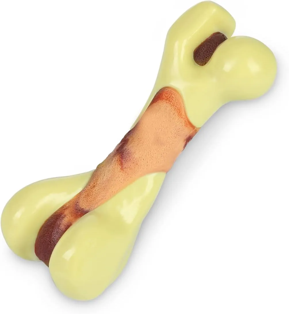 Tikaton Dog Chew Toys for Aggressive Chewers, Peanut Butter Flavor Durable Dog Teething Chew Toys Bones for Large/Medium/Small Puppies