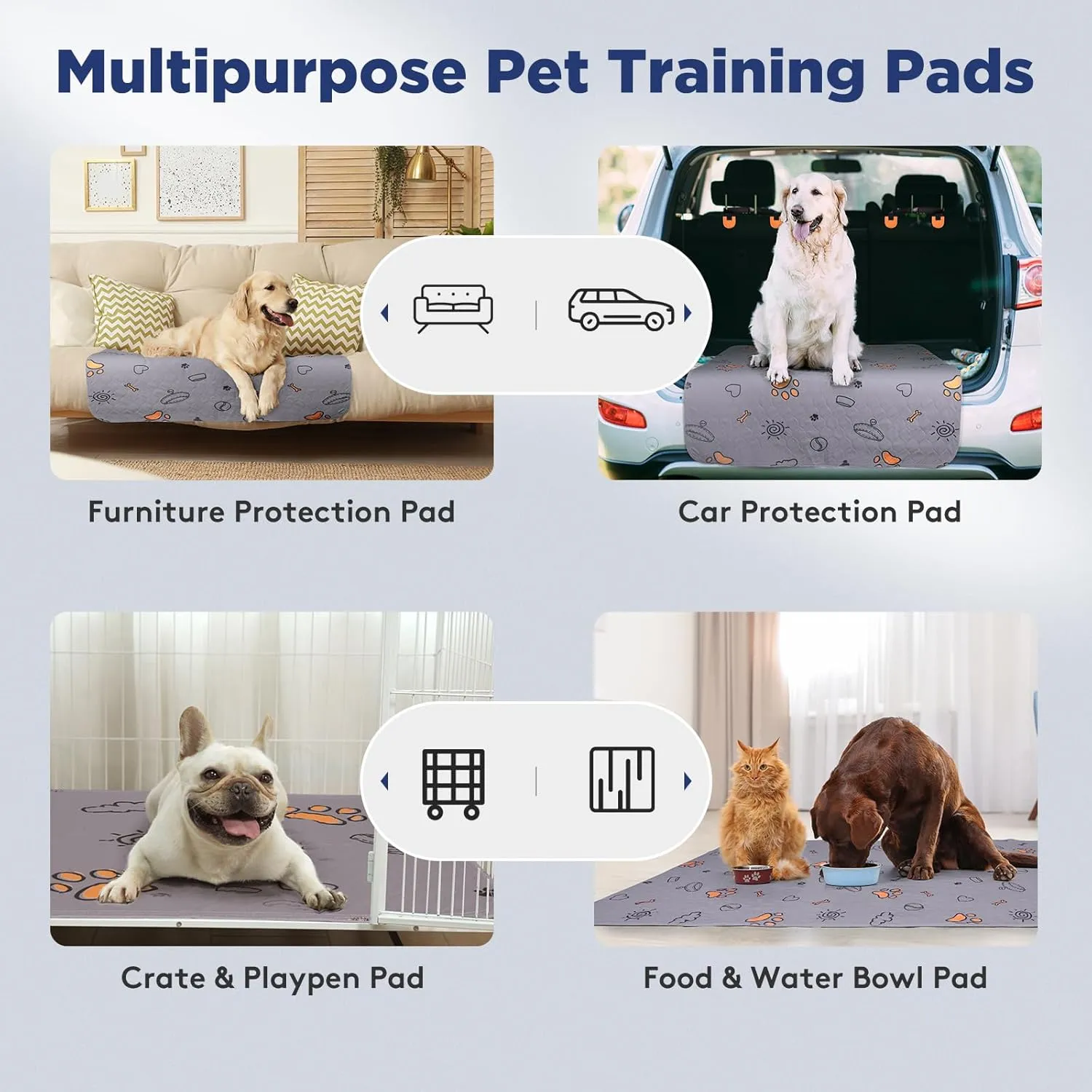 Washable Pee Pads for Dogs, 2 Pack Large 41"x41" Super Absorbent Reusable Pads for Dog Training Pads, 100% Waterproof Non-Slip Pee Pads Whelping Pads Dog Playpen Pads Crate Mat Crate Pads Dog Products