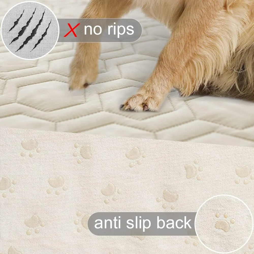 Waterproof and Anti-Slip Dog Bed Cover and Pet Blanket Sofa Pet Bed Mat car Incontinence Mattress Protectors Furniture Couch Cover for Most Cats Dogs, Pets 82x82- Ivory