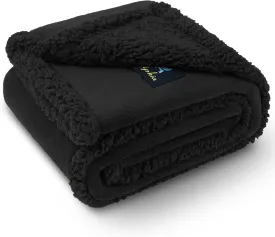 Waterproof Pet Blanket, Liquid Pee Proof Dog Blanket for Sofa Bed Couch, Reversible Sherpa Fleece Furniture Protector Cover for Small Medium Large Dogs Cats, Black Small40" x 28"